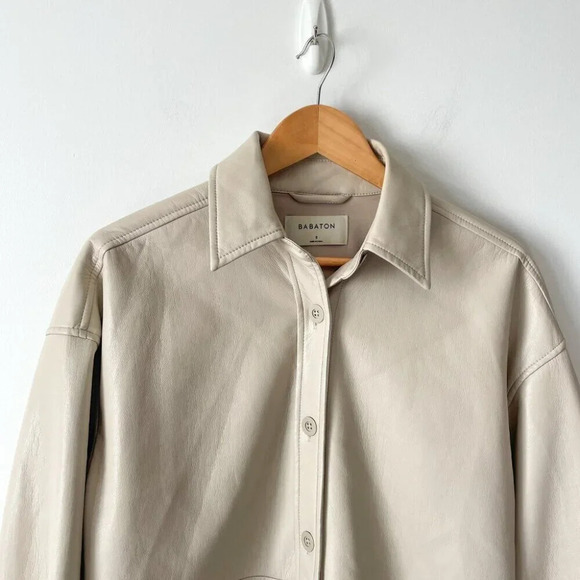 Aritzia Babaton Pelli Faux Leather Vegan Shirt  Jacket Size Small - Picture 6 of 9